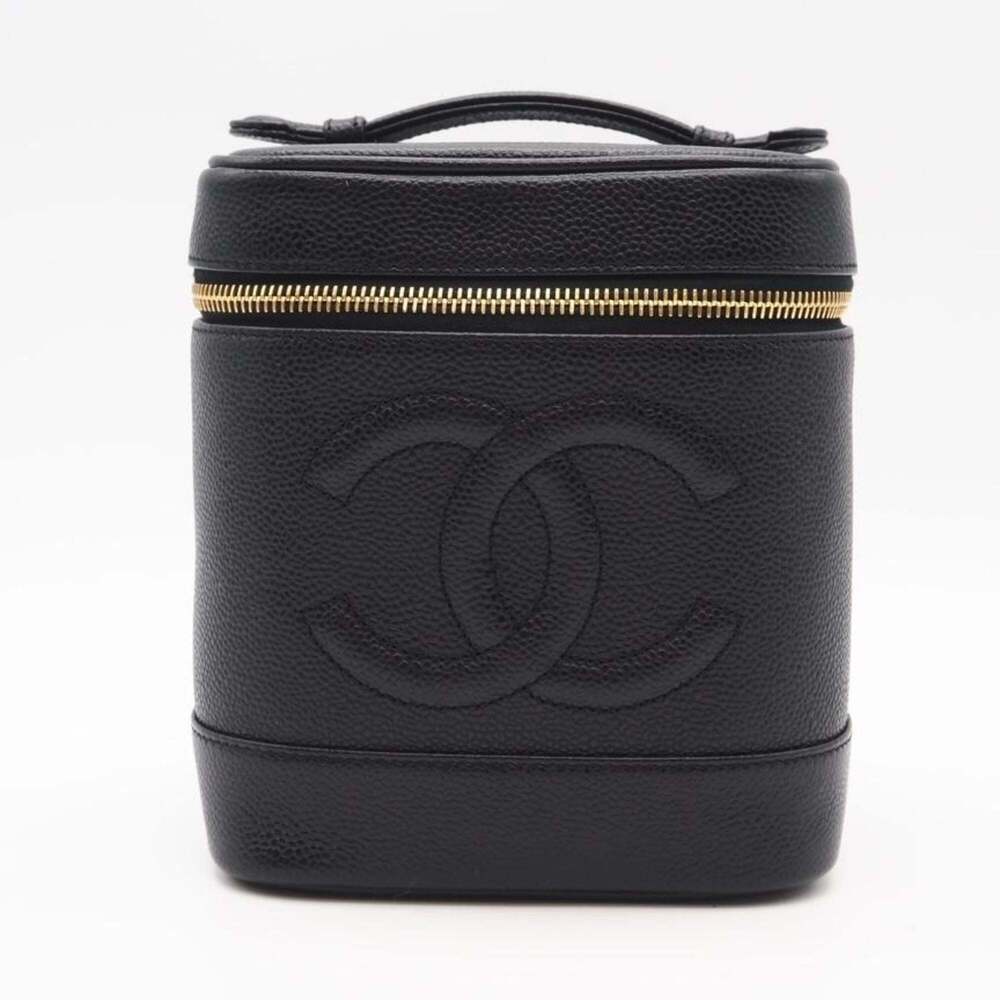 CHANEL Black Caviar Leather Logo Vanity Bag - Picture 3 of 12
